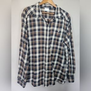 Columbia Long Sleeve Button Up Flannel Shirt Brown/Black Mens Size 1X
